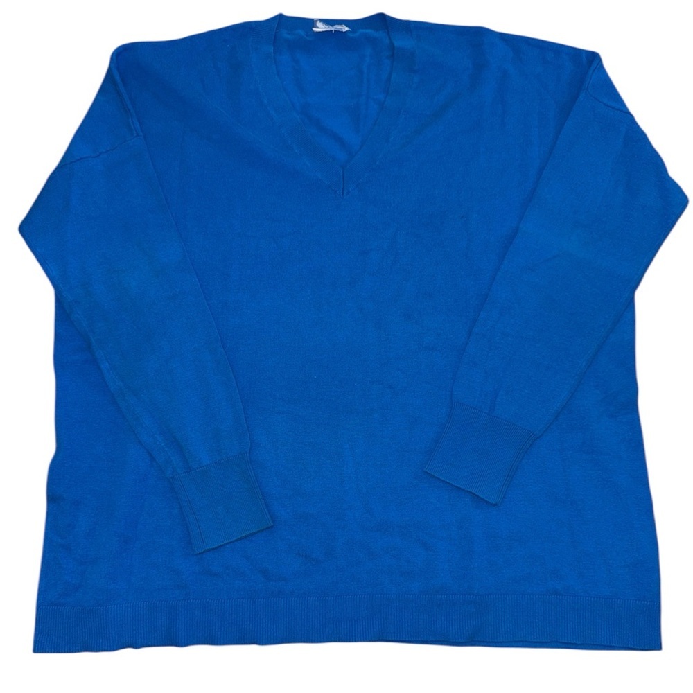 Blue V-Neck Long Sleeve Sweater XL